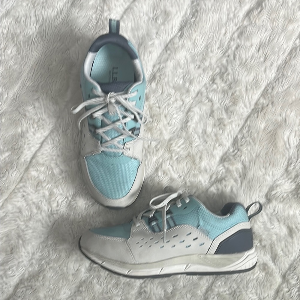 L. L. Bean Light‎ Blue and Tan Sneakers Womans Size 9.5